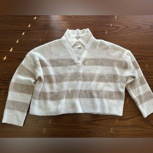 Striped Beige and Cream Women's Sweater